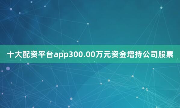 十大配资平台app300.00万元资金增持公司股票
